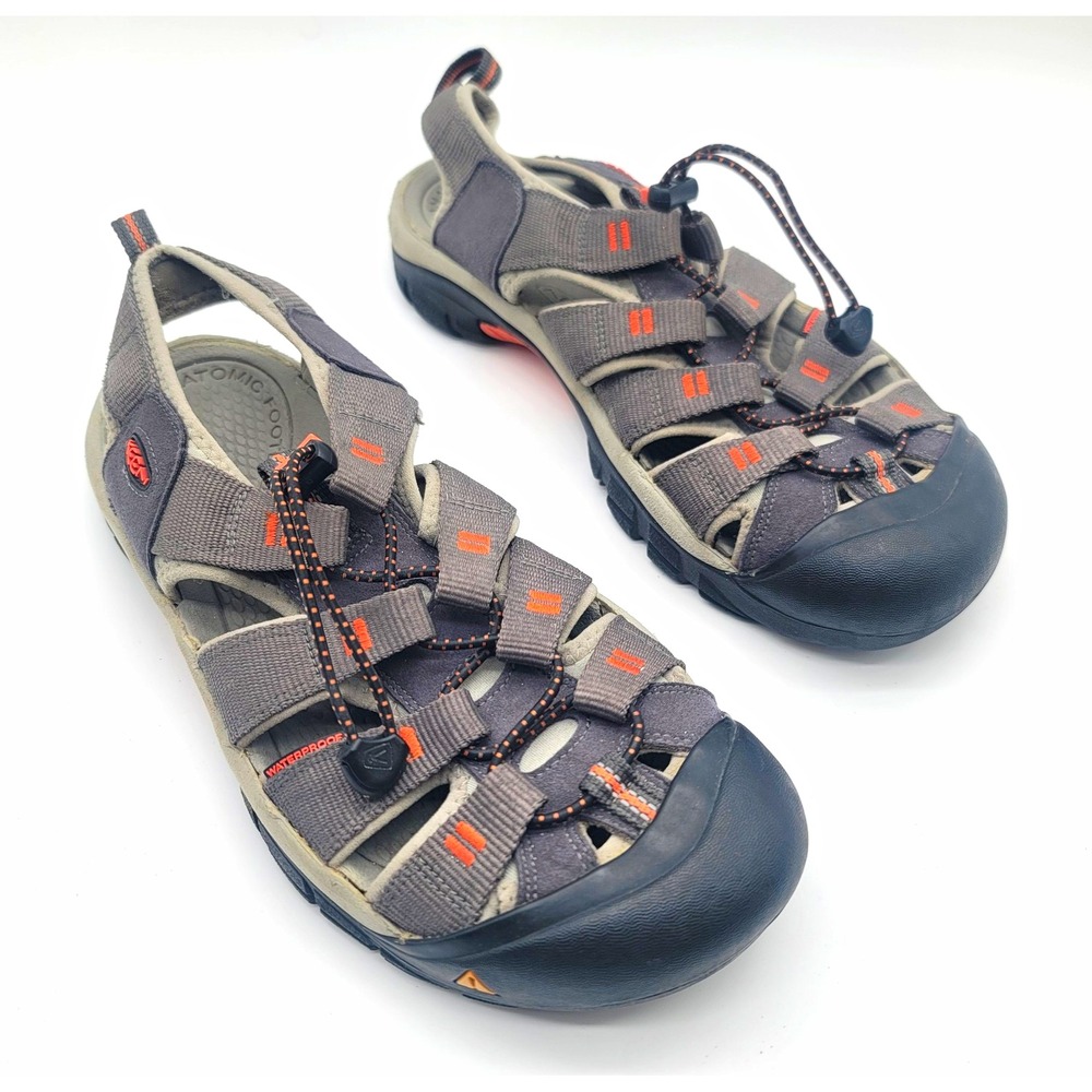 KEEN Newport H2 Mens 10.5 Gray Orange Waterproof Hiking Water Sandals Shoes